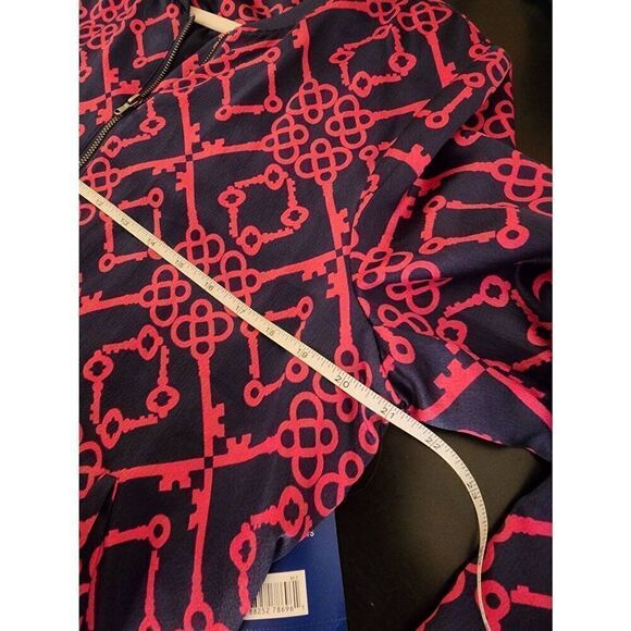 Le Tigre NWT lightweight bomber zip front jacket navy and pink key  print size L - Picture 6 of 7